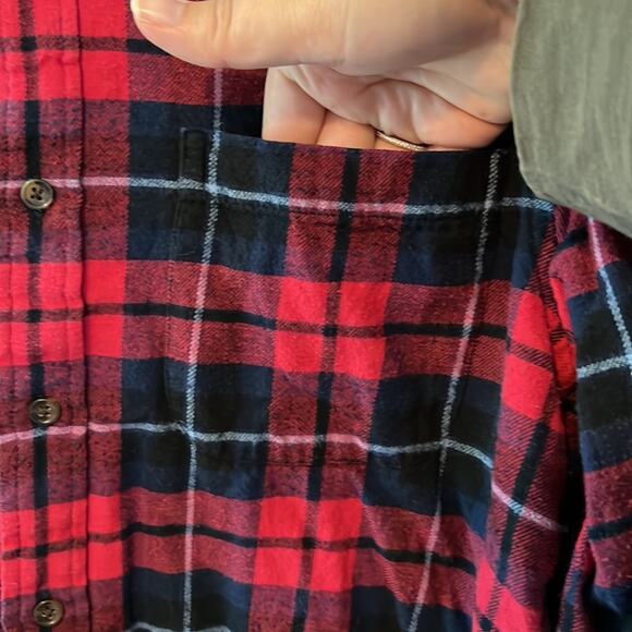 Saddlebred Red/Navy/Black Plaid Button Down Cotton Flannel - Picture 3 of 13